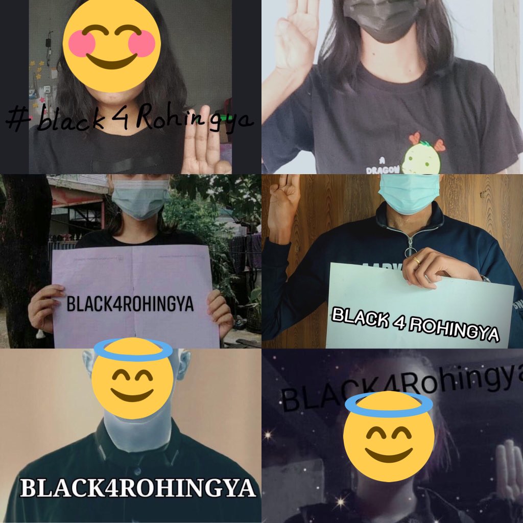 SpringBago's tweet photo. 13.June.2021 is Black4Rohingya day. Rohingya are one of the most persecuted minorities in Myanmar. Youths from #Myanmar showed their support to all persecuted minorities in Myanmar including Rohingya, Chin, Kachin, Kayin, Kayah, Rakhine. 
#Black4Rohingya
#WhatsHappeningInMyanmar https://t.co/LjvjAA6Yjl