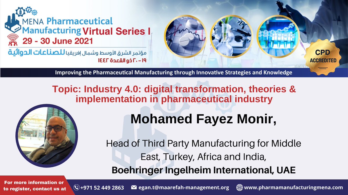 Pharma_Mfg's tweet photo. Register to the event &amp; learn from Mohamed Fayez Monir's talk about the digital transformation in the industry. Register Now: https://t.co/zQO6dZvmaO

#Pharma #Serialization #NovelTechnology #OpenInnovation #Biosimilars #DigitalTransformation #Bioequivalence #PharmaTechnology https://t.co/JmWCMMq5Yl