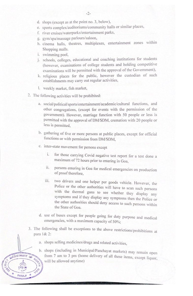 thegoanonline's tweet photo. State District Administration issues order extending State-wide curfew till 7.00am of June 21 with further relaxation; allows shops in Municipal/Panchayat markets to open from 7.00am to 3.00pm; urges all above 18 to get vaccinated
#Curfeworder #Goastate #vaccination https://t.co/1BqXRDIoNE