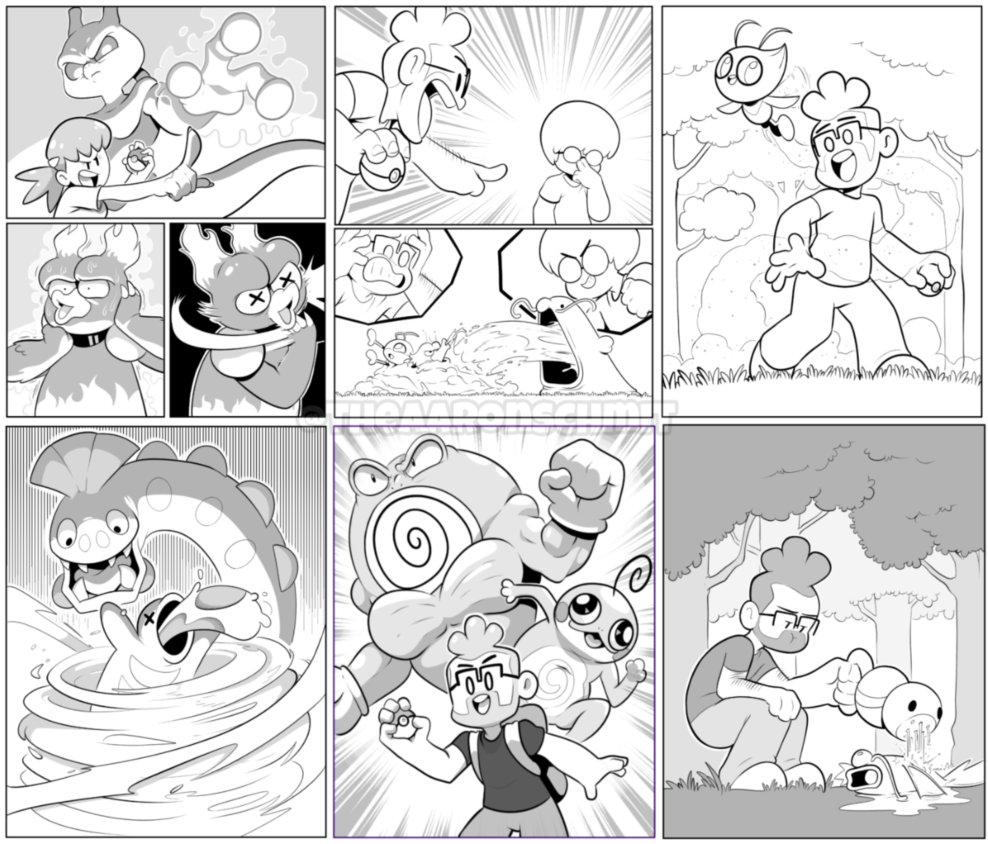 Highlight pages from my Pokemon Nuzlocke comic so far! 