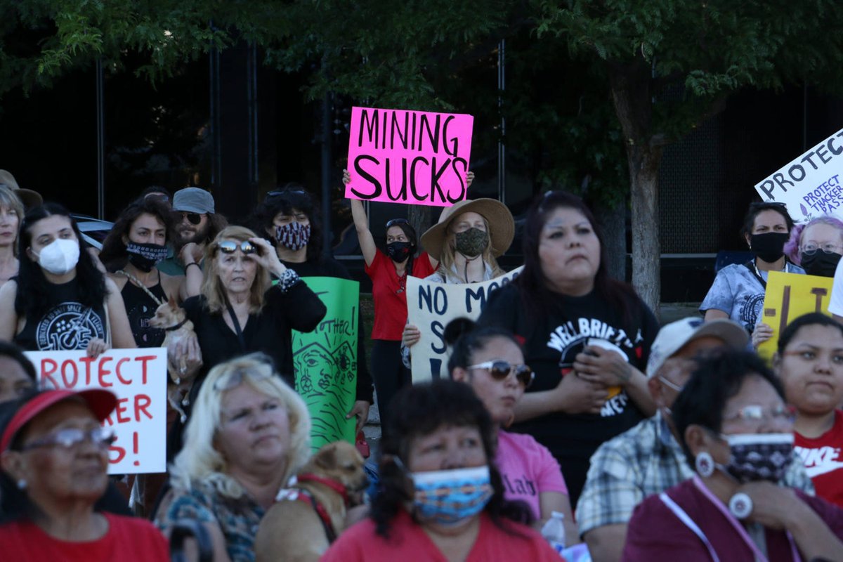 "Lithium Isn't Green" "Mining Sucks"100s gather in Reno to protest the proposed Thacker Pass lithium mine.  JASON BEAN,  http://RGJ.COM Read this whole Thread to the top to understand the situation around the Thacker Pass. #ProtectThackerPass  #KeepItInTheGround