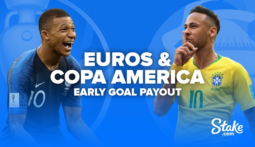 Stake_JPN's tweet photo. With the #EURO2020 or #Euros2021 there mat be some questions with what to call it but there is no questions about this offer! Your team scores a goal within the first 15 minutes, you win regardless of outcome! https://t.co/CxZCRRsrWh to take part of this amazing promotion! https://t.co/2RsEUC6tzT