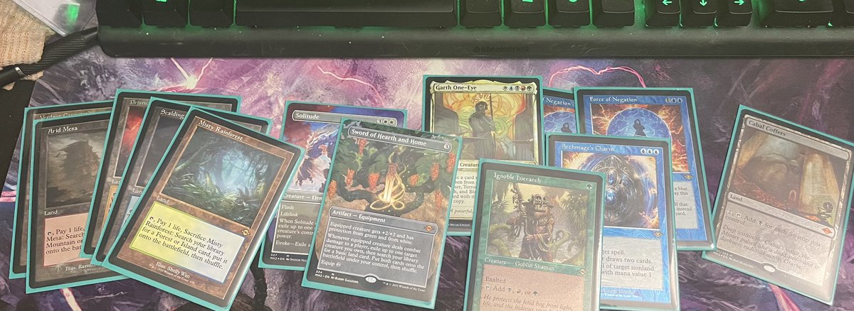 Rank_Gaming_Inc's tweet photo. So I did two prerelease events today , thought the day I did pack wars, I won 5/7 of those wars. Here is the major pulls I have no words , I wanna scream for joy but am speechless #MTGMH2 #BEEEF https://t.co/Yb4PRrJljD