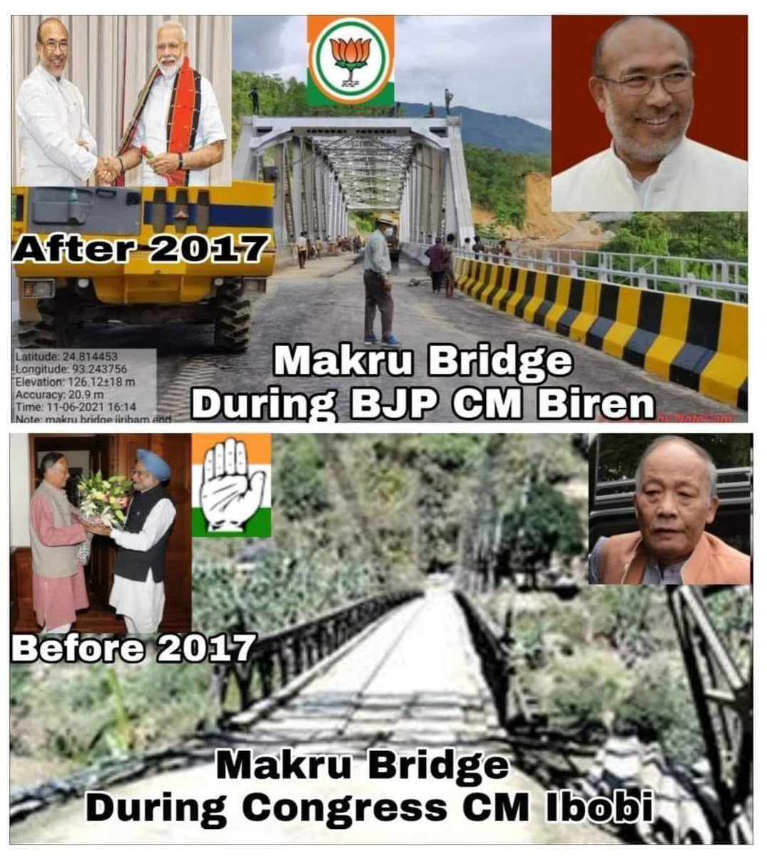 Thanks Hon’ble PM @narendramodi ji, HCM @NBirenSingh for the #lifeline bridge of #manipur which is about to #complete & #Inauguration anytime.This is real joyful moment. Jai Hind @nitin_gadkari @JPNadda @sambitswaraj @VungzaginValte @BJP4India @BJP4Manipur 🙏 https://t.co/F6DC3atW09