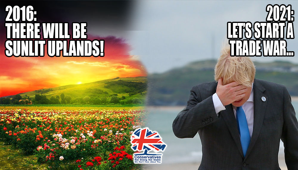 There were never going to be sunlit uplands. There was never going to be a workable solution for Northern Ireland. Boris Johnson's lies are coming home to roost - they've diminished the UK, made us poorer and untrusted. #ShameOnYouTories #marr #ridge