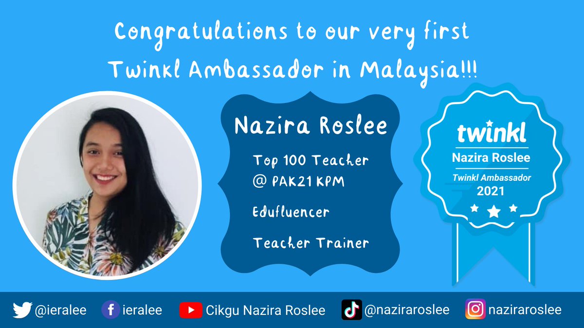 TwinklMalaysia's tweet image. Twinkl MY is very proud to announce our very first Twinkl Ambassador, Nazira Roslee!!👏 We are so honoured to have you, @ieralee. 🥳Head on over to Nazira&apos;s YouTube channel to get a special surprise! (Link in the comments)

#PKPD #pkp #pkp2021 #sekolah #malaysia