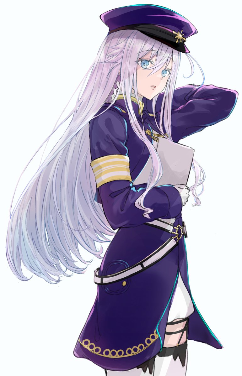 1girl solo uniform hat military uniform long hair military  illustration images