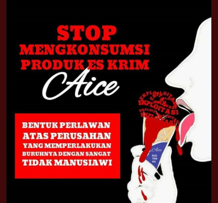 jaedi09's tweet photo. #BoikotProdukAice
#BoikotProdukAice
#BoikotProdukAice
Manis es_mu tidak semanis nasib buruhnya yg di phk sepihak karna menuntut keadilan''. https://t.co/SiMs7b26u6