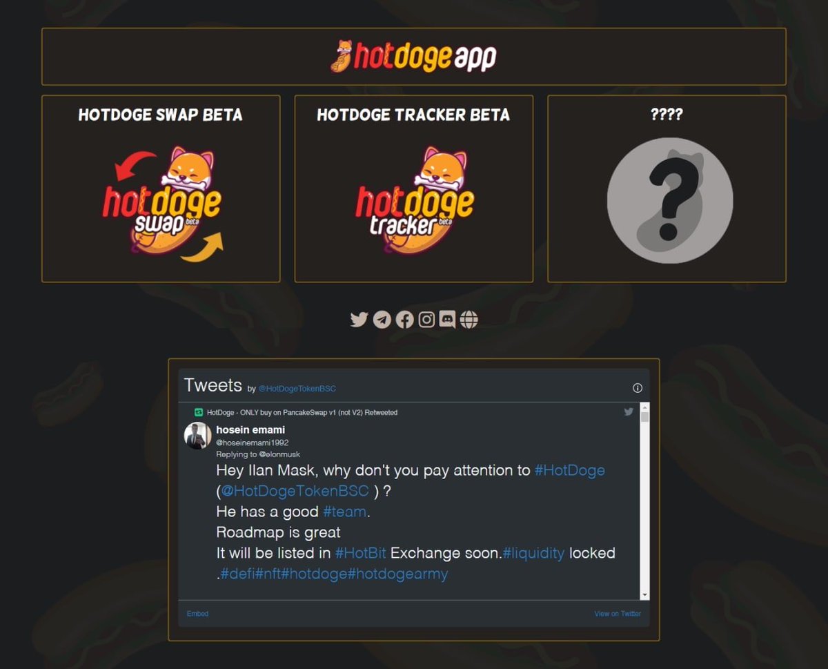 Real Project you say?
#HOTDOGE #cryptocurrency #HotdogeSwap #SHIB #SHIBASWAP 

hotdogetoken.com
hotdoge.app