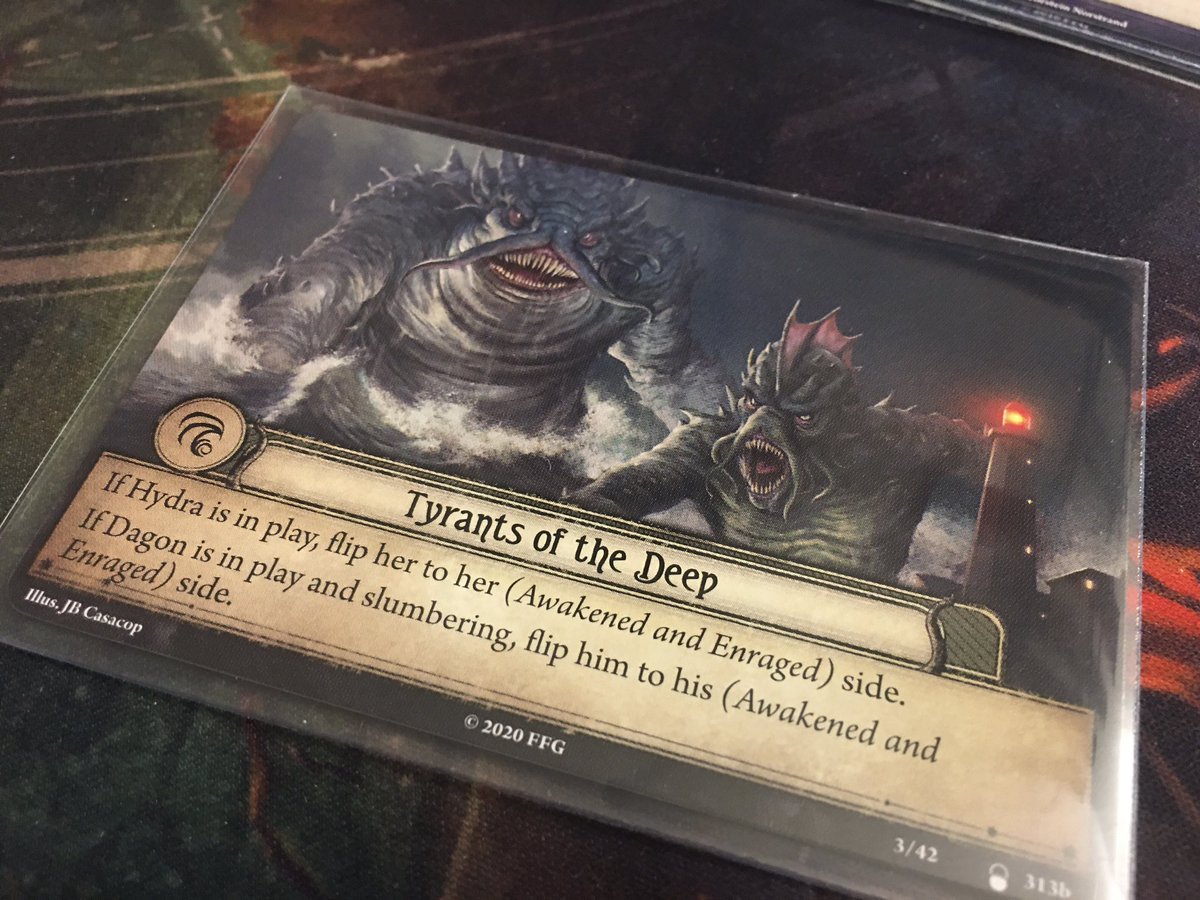 Nathan_Adam's tweet photo. Finished #TheInnsmouthConspiracy and I must say, it’s probably the most solid, consistent campaign for #ArkhamHorrorLCG! Seriously, not a low point in the entire campaign! It helps when you’re a nun toting a holy spear all over Y’ha-nthlei!
#FFGPlayAndShare https://t.co/ARy3nCnNU4