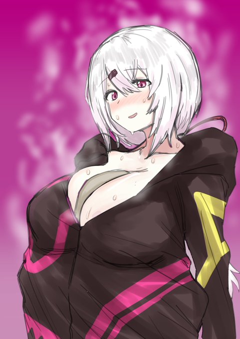 sin yikの汗だくパーカーサウナに入る絵 