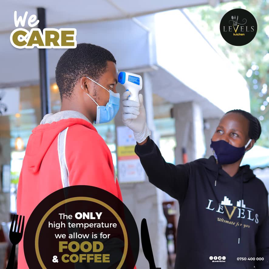 Am_Creezy's tweet photo. Temperature screenings on admission is one way to try ward off the spread of COVID19.
@LevelsKitchen adopted temperature checks as a listed SOP by the Ministry of Health to try keep the workplace safe for both employees & clients because #LevelsCares https://t.co/9PJhYshD62
