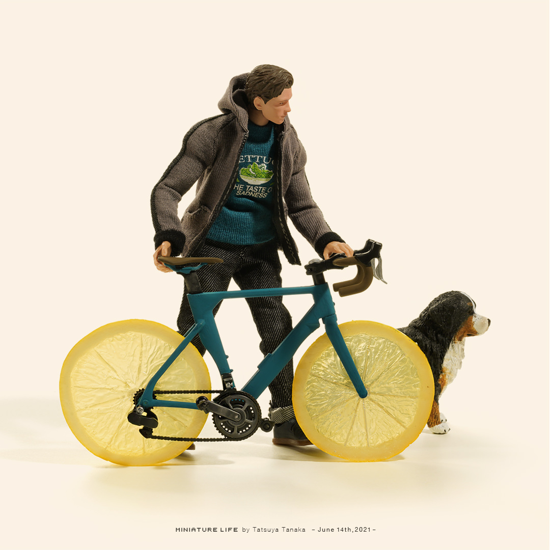 1boy male focus dog bicycle jacket pants solo  illustration images