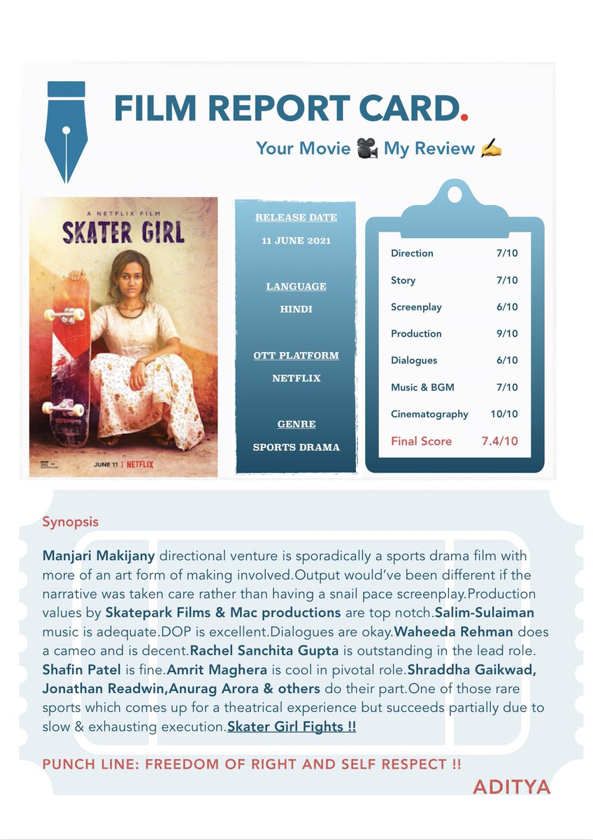 CardFrc's tweet photo. #SkaterGirl #waheedarehman #shafinpatel #anuragarora #amritmaghera #jonathanreadwin #skateparkfilms #rachelsanchitagupta @manjari87 @salim_merchant @Sulaiman #macproductions #shraddhagaikwad #Bollywood @NetflixIndia @netflix @NetflixFilm #june #June2021 https://t.co/6d0ilwmzNM