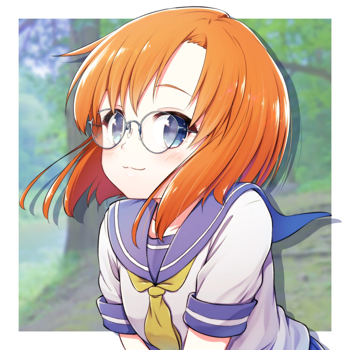 ryuuguu rena 1girl solo glasses blue eyes yellow neckerchief school uniform serafuku  illustration images