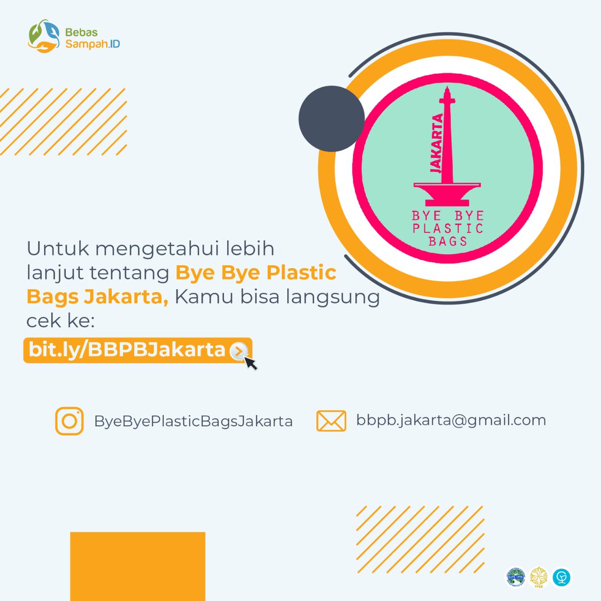 BebasSampahID's tweet photo. [PROFIL KOLABORATOR]
Halo Pegiat Persampahan!
Apakah kamu sudah kenalan dengan Bye Bye Plastic Bags Jakarta ?
Kalau belum, yuk kenalan dulu!

#IndonesiaBebasSampah
#BebasSampahID
#ProgramGF
#Dari2021untuk2025
#ZeroWaste
#MulaiDariGenggamanmu https://t.co/H5DuoWDfou