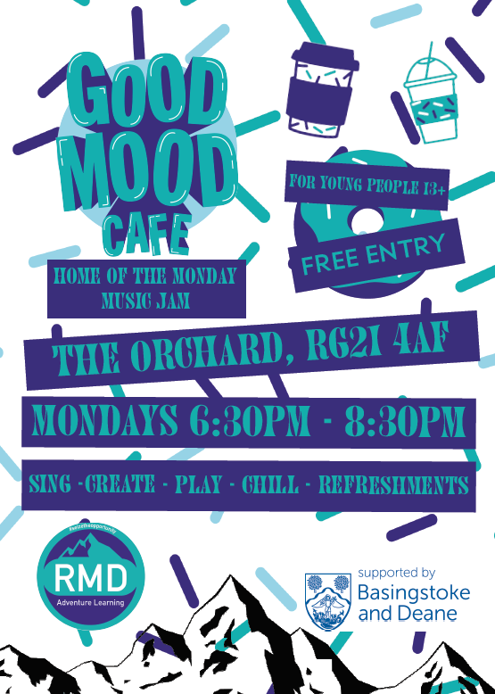 LoveBstoke's tweet photo. Have you heard of the Good Mood Cafe, home of the Monday Music Jam? It's free and open to all young people 13+ to chill, enjoy the vibe and express themselves through music. Sounds amazing!💙 

#LoveBasingstoke #SupportLocal @rmdadventure https://t.co/ctbWyNvYYH