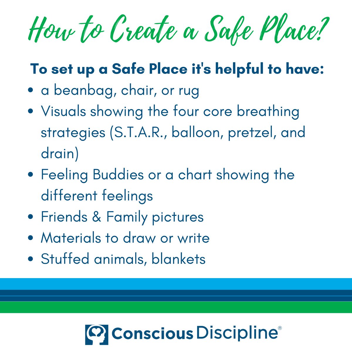 The first structure we will learn about is the Safe Place, which is the self-regulation structure that combines the <a href="/ConsciousD/">Conscious Discipline</a> Skill of Composure and our Power of Perception. Stay learning more below as well as here on our website: bit.ly/3pkE9Vg #iHeartCD 2/2