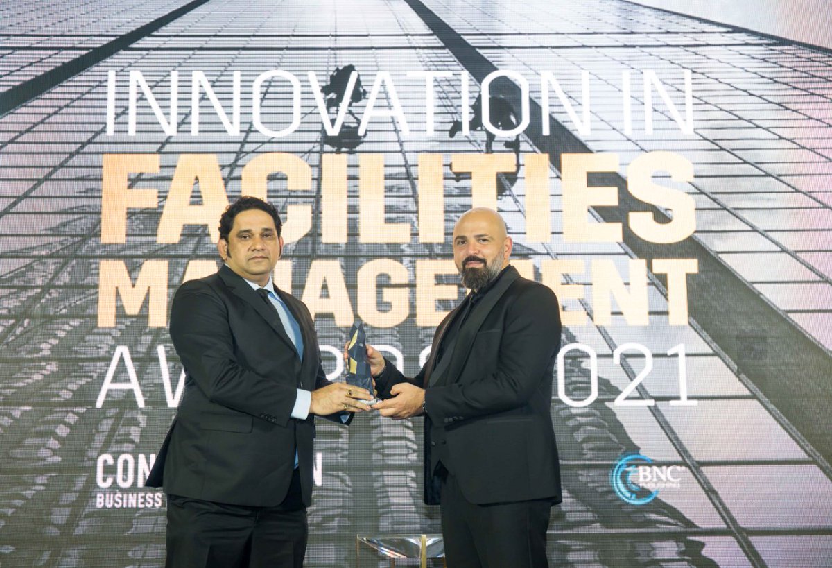 CBN_ME's tweet photo. Innovation in FM Awards 2021: The Facilities Manager of the Year award goes to Thomas C Joseph from @EmrillServices #CBNMEAwards #IFMAwards https://t.co/sPl8XQhYjA
