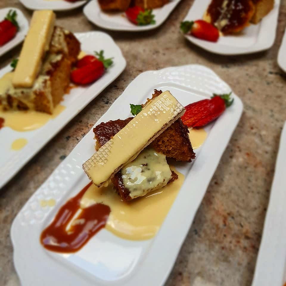 Chefshivambu's tweet image. Dessert for family lunch went something like this with @Infusions12 Amarula infused malva pudding, butterscotch sauce, wafer biscuit and a warm homemade custard. #infusions #infusedtable #fortheloveofit