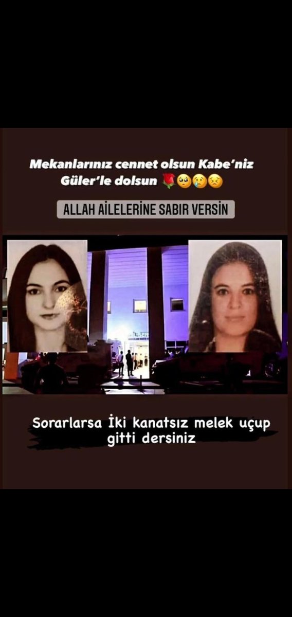 Siz ardınızda nice güzel fidanlar bıraktınız..Kiminin kızı, kimilerinin öğretmeni kiminin ablası, kimilerinin yol göstereni.. Ama tek bir nokta var ki herkese acı veren bir ölüm.. Vardığınız yer Cennet olsun Değerli Öğretmenler 🕊️🕊️