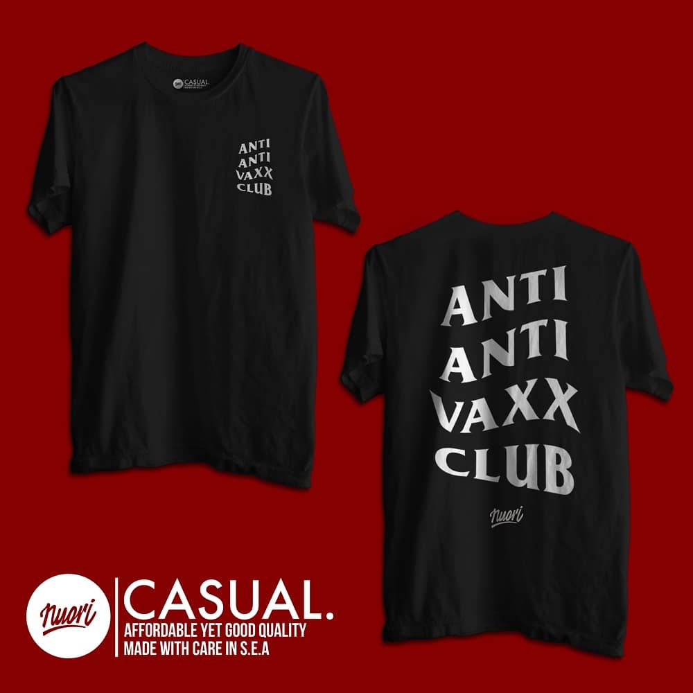 nuorimy's tweet photo. Anti Anti Vaxx Club tee opens for pre-order. RM35 only!

https://t.co/VmVBF62tBt https://t.co/WUecEKZCfI