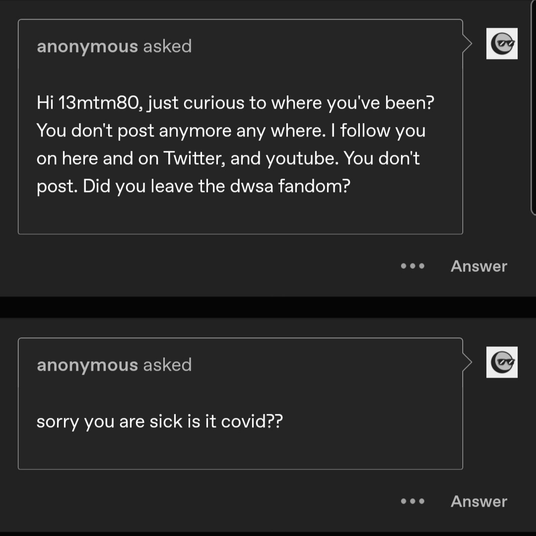 13mtm80's tweet image. I have no idea how long these Asks have been on Tumblr for but, I answered below⬇️