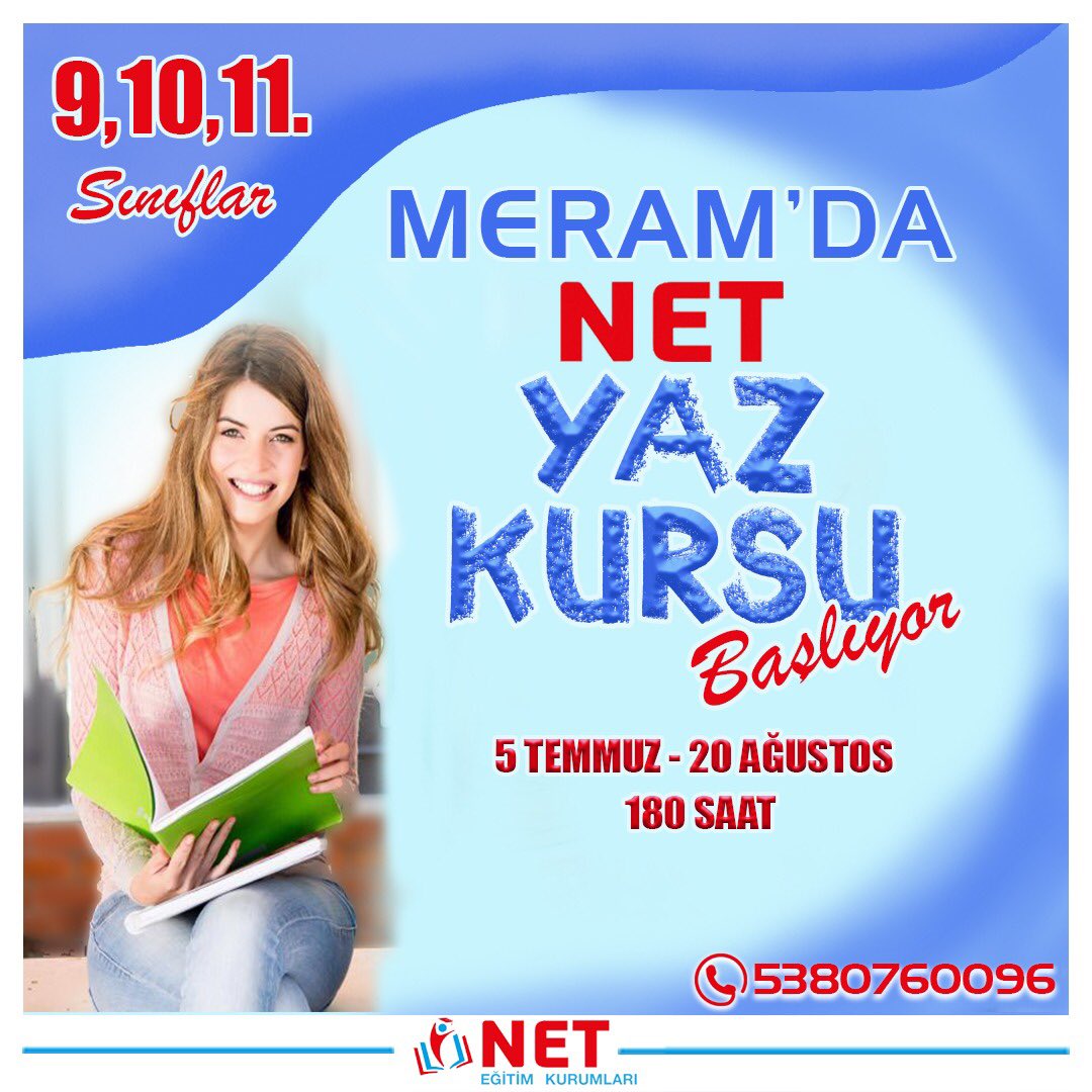 net_egitim's tweet photo. Meram’da NET Yaz Kursu başlıyor. Öne geçmek için sen de yaz kursunda yerini al. 
#yazkursu #yks2022 https://t.co/t545yJakcm