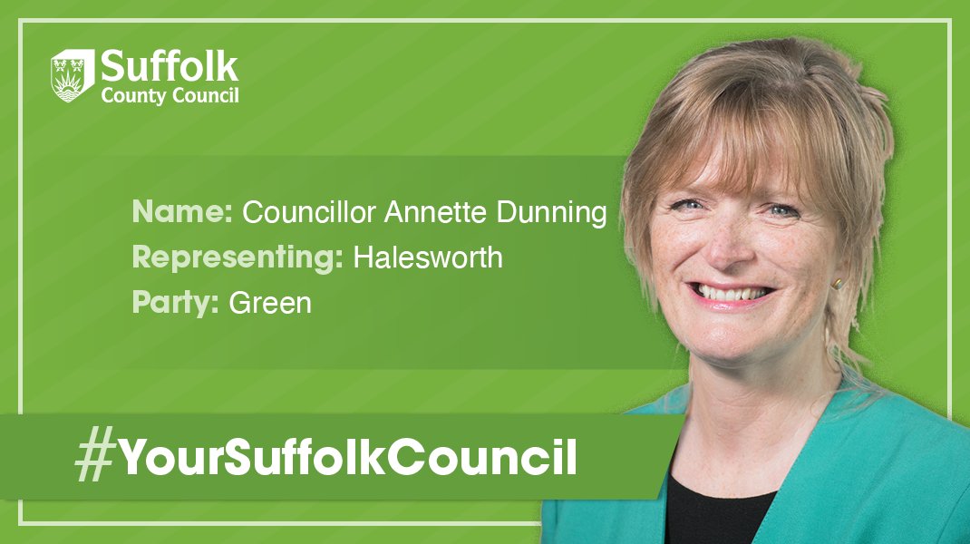 Cllr. Annette Dunning represents Halesworth.  We asked her why she became a councillor, she said: "To try and build a more environmentally sustainable and caring society." <a href="/netdunning/">Annette Dunning 💚</a>  #YourSuffolkCouncil