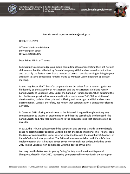 cblackst's tweet image. Dear @JustinTrudeau In Parliament you stated you are "not fighting Indigenous children in court"  In 2019 I sent  this letter. @Carolyn_Bennett said that you did not support Canada's legal docs. quashing compensation for kids so why is @DavidLametti fighting the order tomorrow?