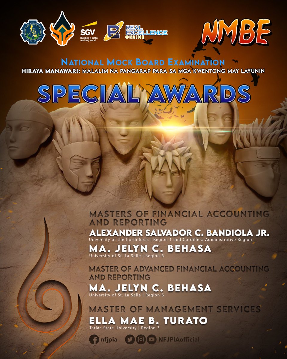 NFJPIAofficial's tweet photo. In recognition of those who demonstrated exceptional abilities in certain areas, we congratulate the special awardees for this years’ National Mock Board Examination. You have the determination and talent to do whatever you can dream. Well done!
#Hiraya
#NMBE
#NFJPIA
#SUGHIMLA https://t.co/CyEcDbcFeM