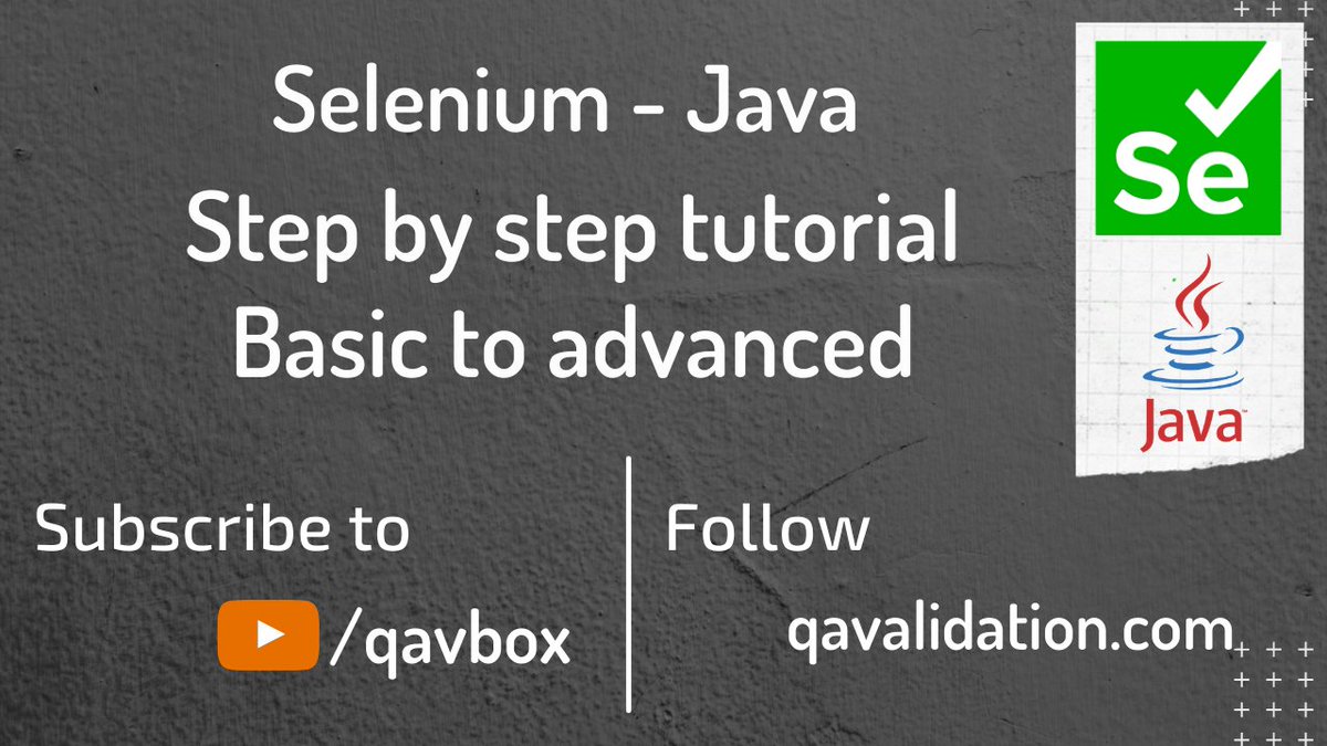 qavalidation's tweet image. #qavbox #qavalidation
#seleniumtesting 
youtube.com/playlist?list=…
Selenium automation testing with Java..
Subscribe and stay tuned for more updates...