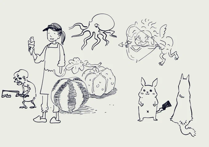 お絵描き勝負してました 