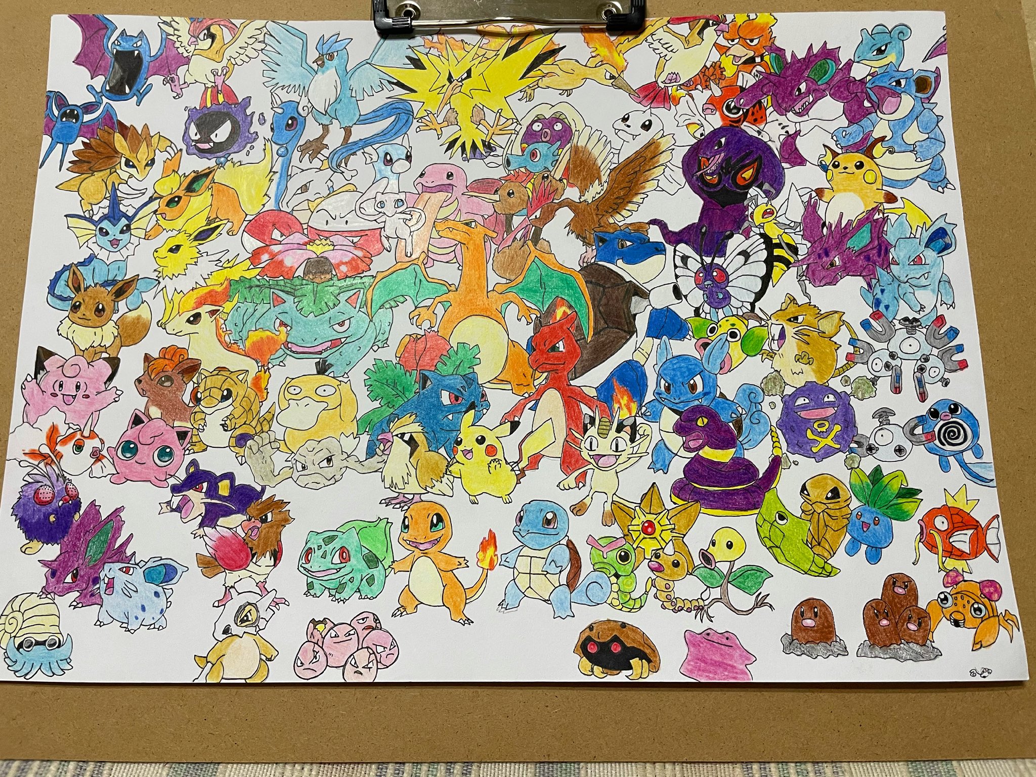 ネンドヤマ ポケモン 色鉛筆 色鉛筆画 イラスト好きな人と繋がりたい イラスト練習 先程のポケモン初代151匹を 色鉛筆で色塗りしました T Co 64ncozlnbt Twitter