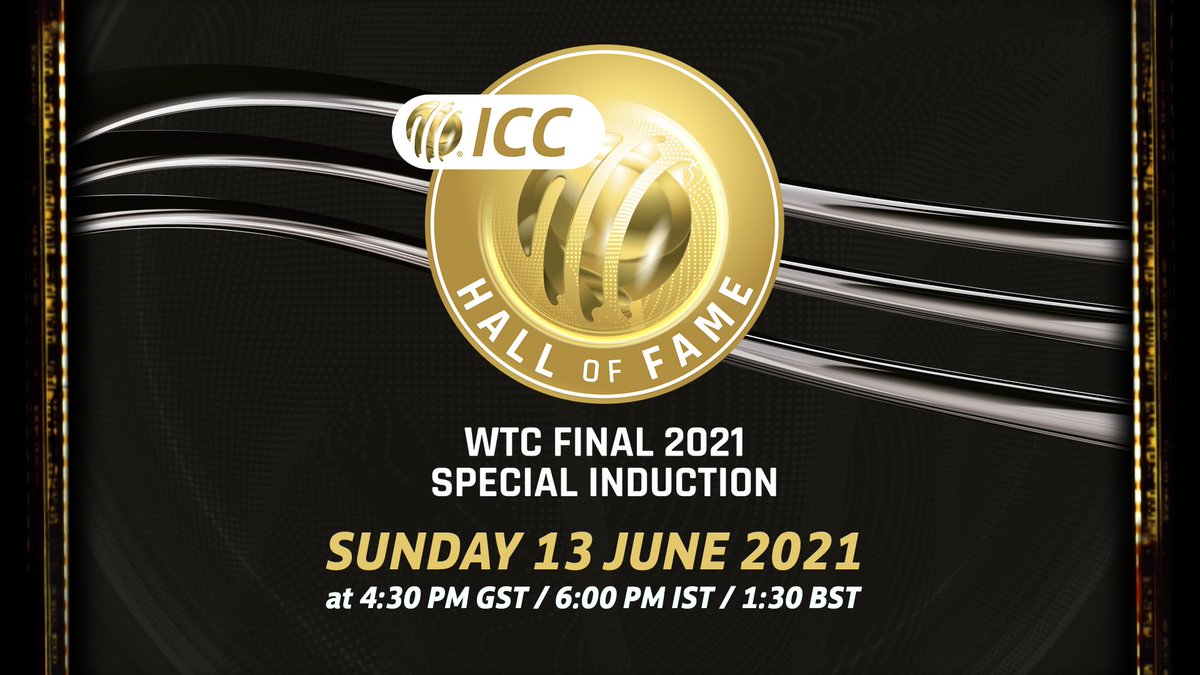 ICC's tweet photo. One hour to go ⏳

Head over to our channels to catch the special #ICCHallOfFame 2021 induction show 👀

FB 🔗 https://t.co/nffaJhQEhN
Youtube 🔗 https://t.co/LCs9cBKlFE https://t.co/qRLk8oszB4