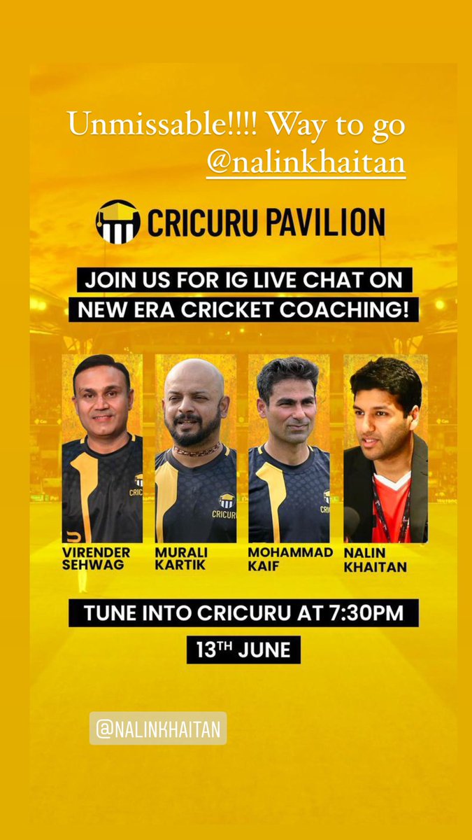 So so proud and excited!! Way to go super trooper <a href="/nalin_khaitan/">Nalin Khaitan</a> !! And what a trio- <a href="/virendersehwag/">Virrender Sehwag</a> <a href="/kartikmurali/">Kartik Murali</a> <a href="/MohammadKaif/">Mohammad Kaif</a> !! Can’t wait :)