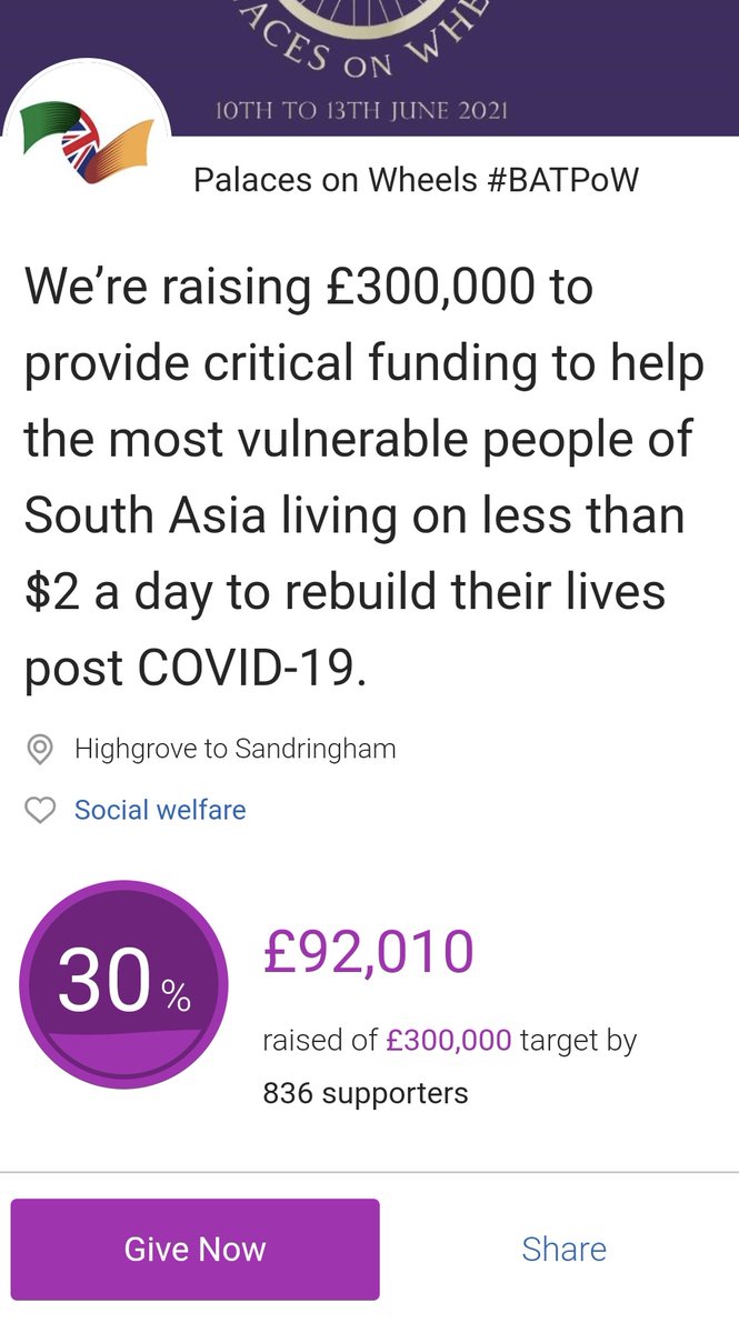 theBATPoW's tweet image. The support that we have had so far has been overwhelming. The final push, support #PalacesOnWheels and donate to raise vital funds on behalf of the @britishasiantst 
justgiving.com/crowdfunding/p…