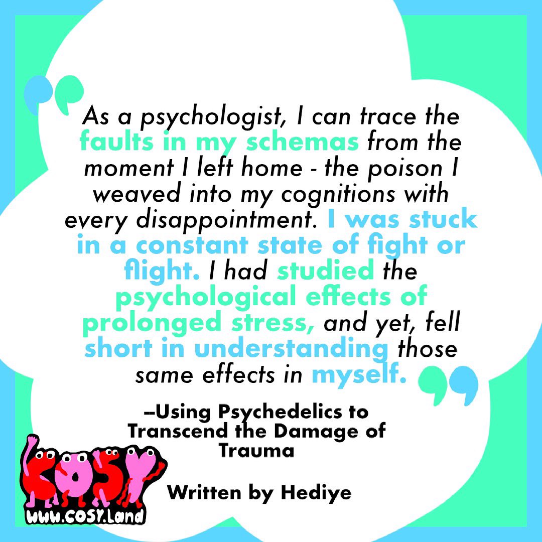 Hediye shares her experiences with using psychedelics as a way to process trauma. Read more on COSY. cosy.land/article/using-… #Psychology #psychedelics #MentalHealthAwarenessWeek #MentalHealthAwareness