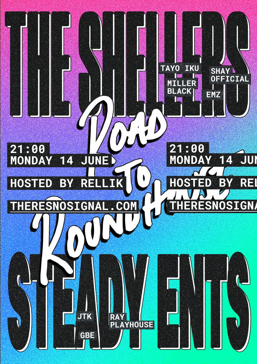 theresnosignall's tweet photo. The Road to Roundhouse continues tomorrow... #TheShellers v #SteadyEnts!
Some of the popping DJs rn vs Headie One + Abz's DJs π
#NS10v10 https://t.co/KpjKSdBOCd