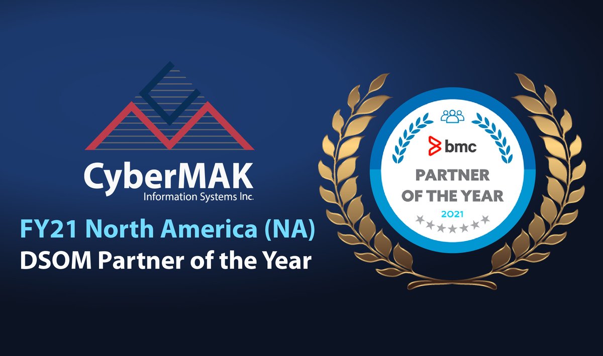 CyberMAKInc's tweet photo. Proud to be recognized as the DSOM Partner of the Year, 2021. Thank you BMC for your confidence and trust in us since the last 24 years of this amazing partnership!
 
Award reference: https://t.co/95FEuGHI8F

#AutonomousDigitalEnterprise #BMCPartnerAwards #BMCPartnerAdvantage https://t.co/T8Vrv4zxxY