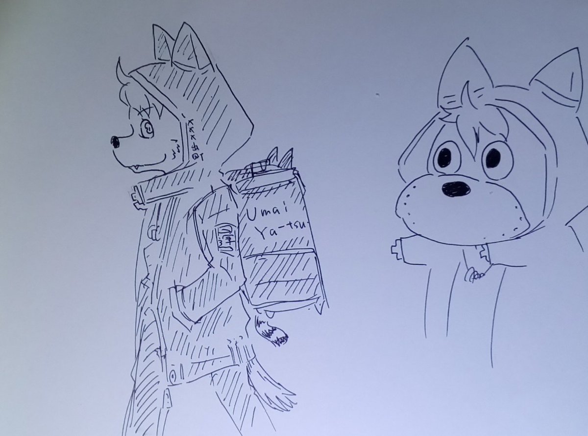 ケモノ系は不得手なので、唯一描けるケモノキャラを参考にしたら事故った。 