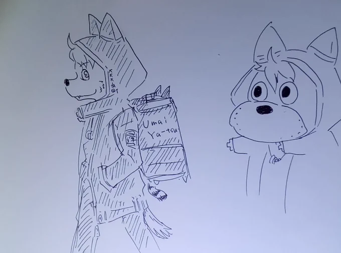 ケモノ系は不得手なので、唯一描けるケモノキャラを参考にしたら事故った。 