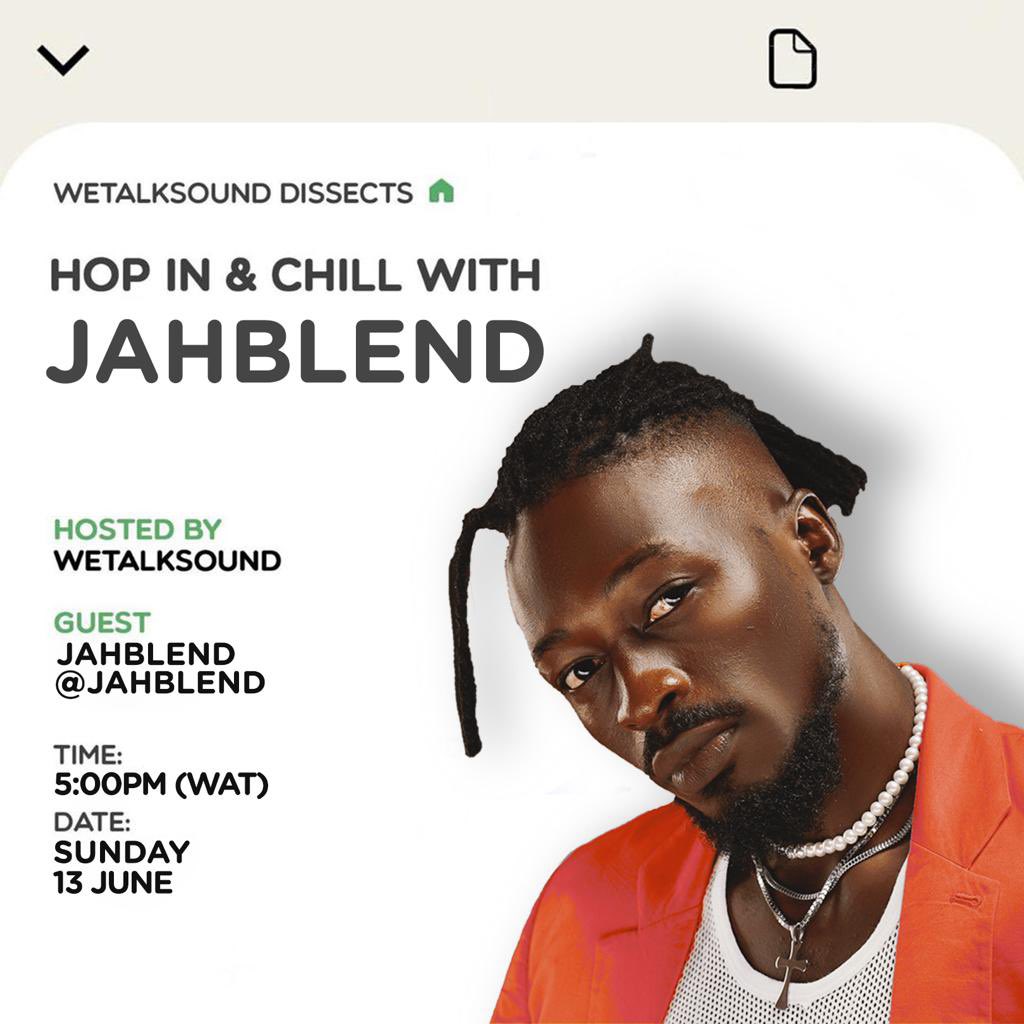 Join us on Clubhouse this evening (5pm WAT) as we chat with Reggae &amp; Dancehall artist, @jahblend, on his new single 'Giddem'. 🔥