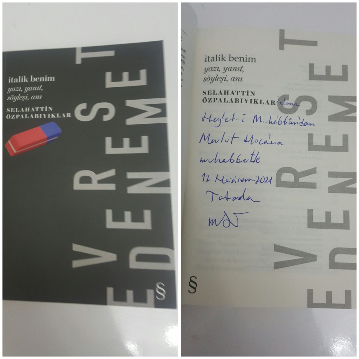 Değerli büyüğüm Selahattin Özpalabıyıklar'ın "İtalik Benim"i edebiyat ayrıntıları hazinesi. Daha ikinci sayfadan Edip Cansever'in "Ahmet Abi"sinin kim olduğunu öğrendim. <a href="/EverestKitap/">Everest Yayınları</a> <a href="/noordinator/">Selahattin Özpalabıyıklar</a>
