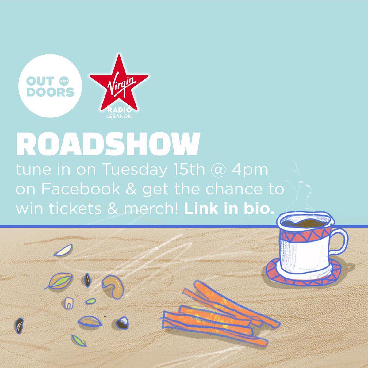 AUB_OUTDOORS's tweet photo. Who said we won’t be having the annual Virgin Radio Roadshow just because it’s a virtual edition? 🤨
Tune is this Tuesday on @virginradiolebanon Facebook Live for some fun 🥳 https://t.co/RfGHv0wtAV