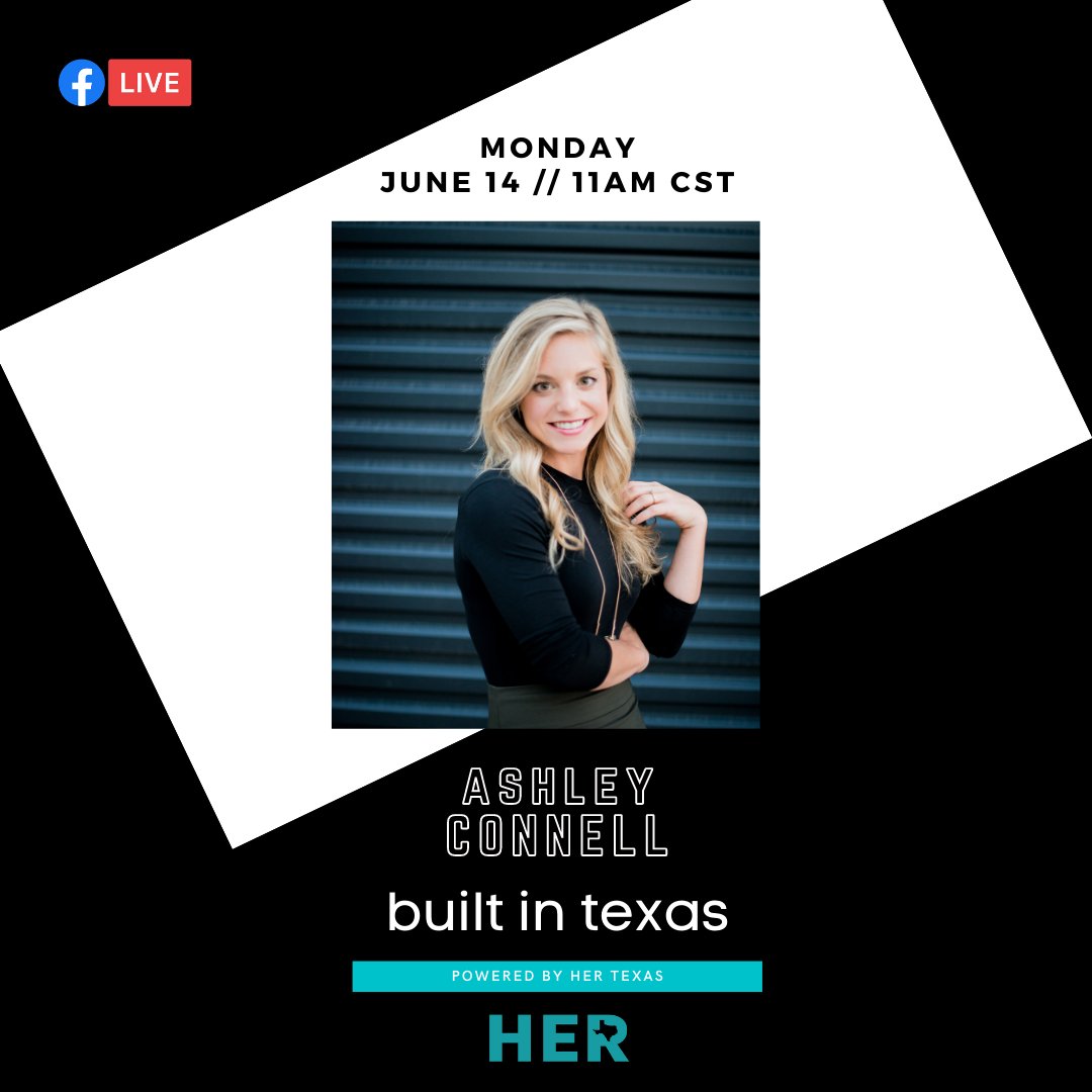 hertexasco's tweet image. Join us Monday 11am for #BuiltInTexas our weekly show featuring the women making an impact in Texas 🚀This week we're talking about how we navigate our careers forward. 

SPECIAL GUEST: Ashley Connell, CEO/Founder @ProwessProject

LIVESTREAM: facebook.com/HerTexas

#HerTexas