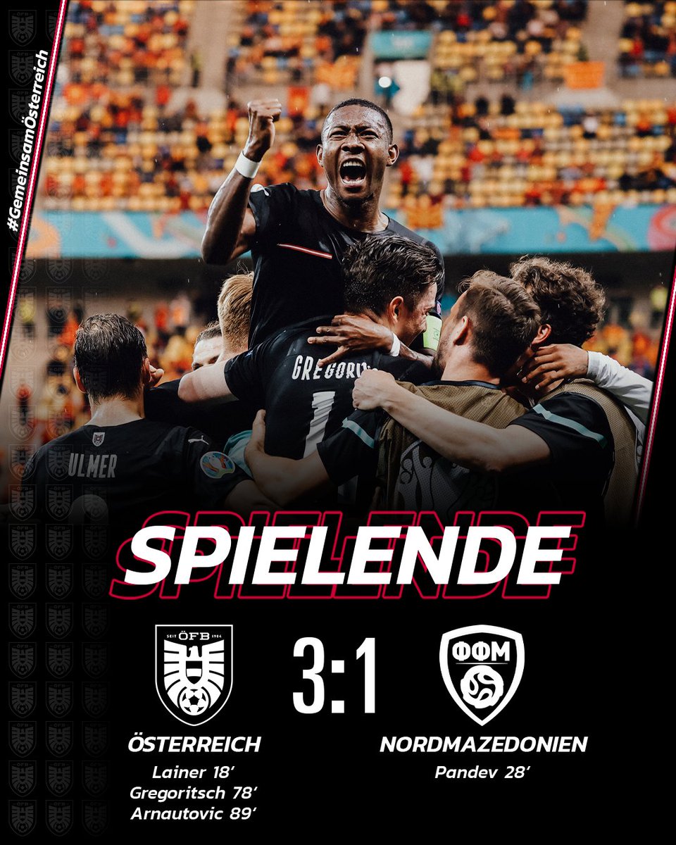HISTORISCH! 1. SIEG BEI EINER EURO! 
YEEEEEEEEEEEEEEEEEEEEEEEEEEEES!
DAS IST SOOOOOOOOOOOOO GEIL! 
#GemeinsamÖsterreich #EURO2020 #AUT #AUTMKD