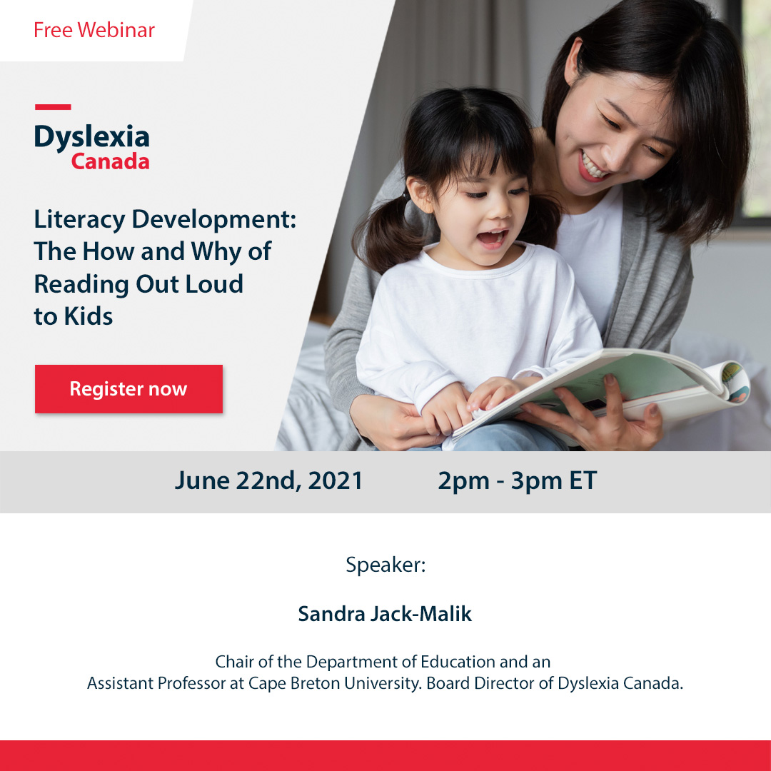 dyslexia_canada's tweet photo. On June 22nd, we will be hosting another #webinar with speaker Sandra Jack Malik. This webinar will discuss literacy development and in particular, the importance of reading aloud to kids.

Register your place here: https://t.co/gytC5JssSa

#literacy #reading #development https://t.co/dZ2ZmCertG