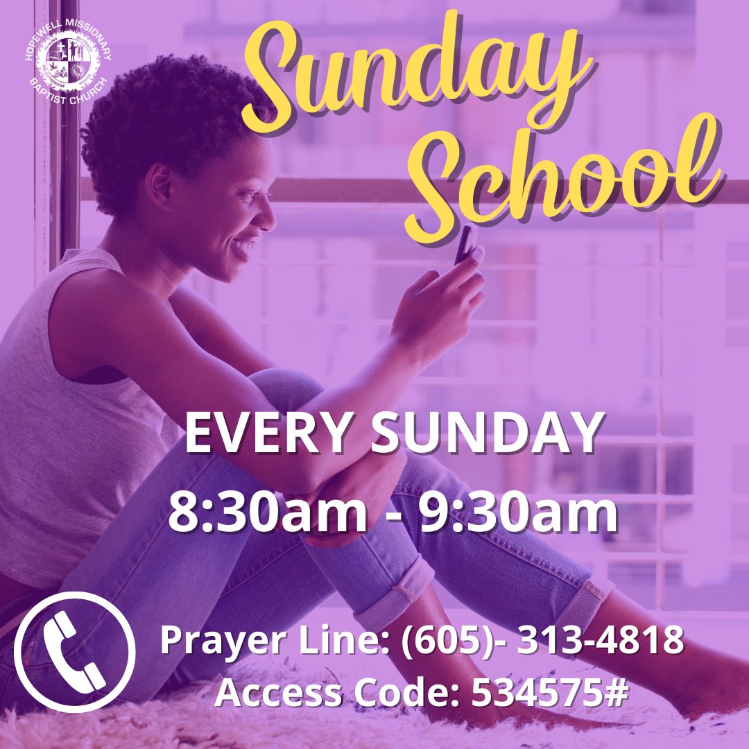 HopewellMB's tweet photo. Start your morning in word with Sunday School. Open to all! Call in and grow! #DigitalDisciples #HopeAtHome https://t.co/IHnmjcTJAB