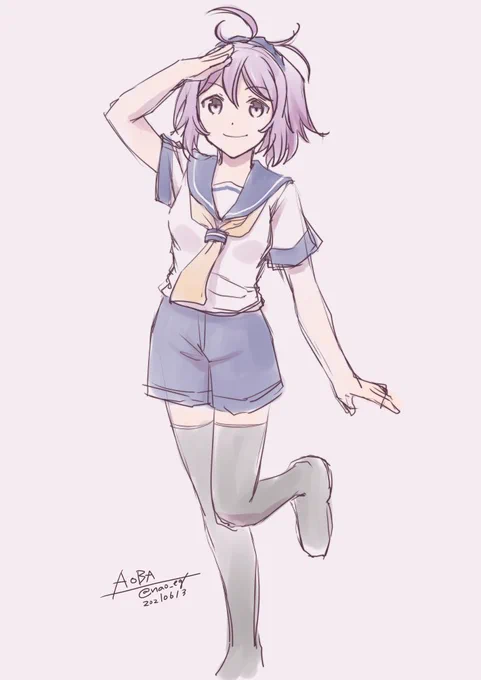 #艦これ版深夜の真剣お絵描き60分一本勝負
#艦これ版真剣お絵描き60分一本勝負_20210613
息抜きに初描き青葉 